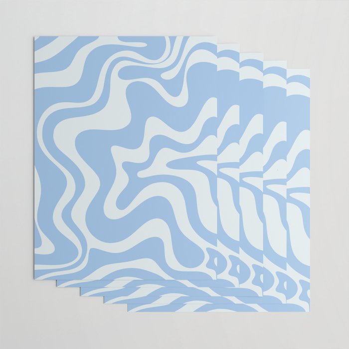 Retro Liquid Swirl Abstract Pattern in Powder Blue Wrapping Paper Gallery Image 3