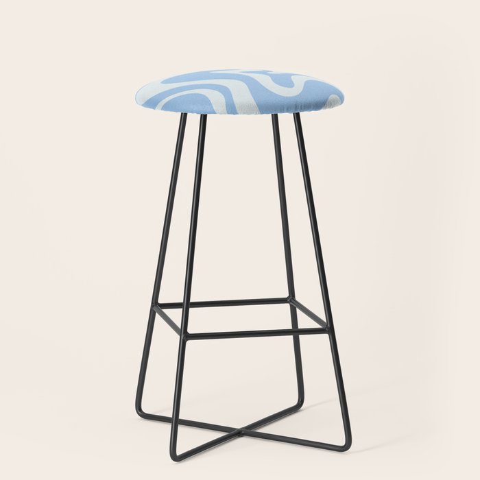 Retro Liquid Swirl Abstract Pattern in Powder Blue Stool Gallery Image 1