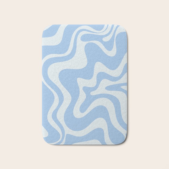Retro Liquid Swirl Abstract Pattern in Powder Blue Bath Mat Gallery Image 1