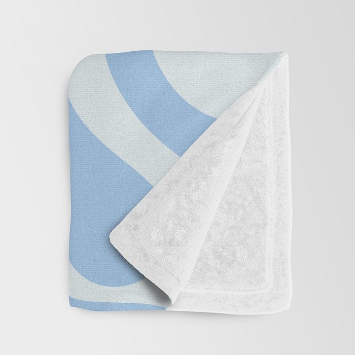 Retro Liquid Swirl Abstract Pattern in Powder Blue Throw Blanket Gallery Image 3