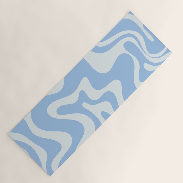 Retro Liquid Swirl Abstract Pattern in Powder Blue Yoga Mat Gallery Image 1