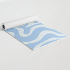 Retro Liquid Swirl Abstract Pattern in Powder Blue Yoga Mat Gallery Image 2