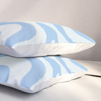 Retro Liquid Swirl Abstract Pattern in Powder Blue Pillow Sham Gallery Image 3