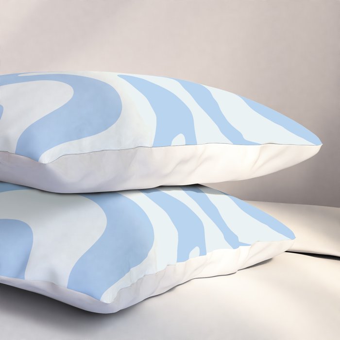 Retro Liquid Swirl Abstract Pattern in Powder Blue Pillow Sham Gallery Image 3