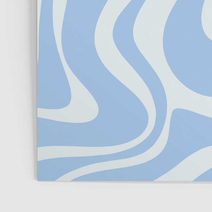 Retro Liquid Swirl Abstract Pattern in Powder Blue Poster Gallery Image 3