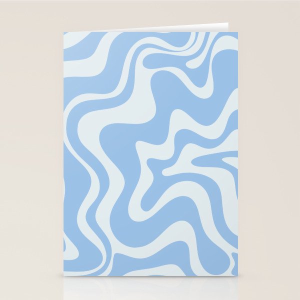 Retro Liquid Swirl Abstract Pattern in Powder Blue Stationery Card Gallery Image 2