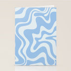 Retro Liquid Swirl Abstract Pattern in Powder Blue Stationery Card Gallery Image 2
