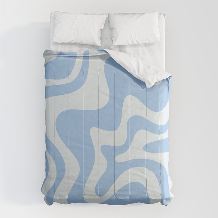 Retro Liquid Swirl Abstract Pattern in Powder Blue Comforter Gallery Image 6
