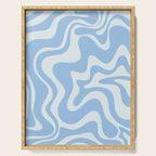 Retro Liquid Swirl Abstract Pattern in Powder Blue Serving Tray Gallery Image 1