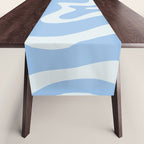 Retro Liquid Swirl Abstract Pattern in Powder Blue Table Runner Gallery Image 1