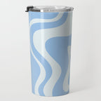 Retro Liquid Swirl Abstract Pattern in Powder Blue Travel Mug Gallery Image 3