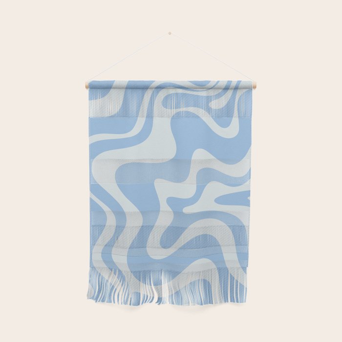 Retro Liquid Swirl Abstract Pattern in Powder Blue Wall Hanging Gallery Image 1