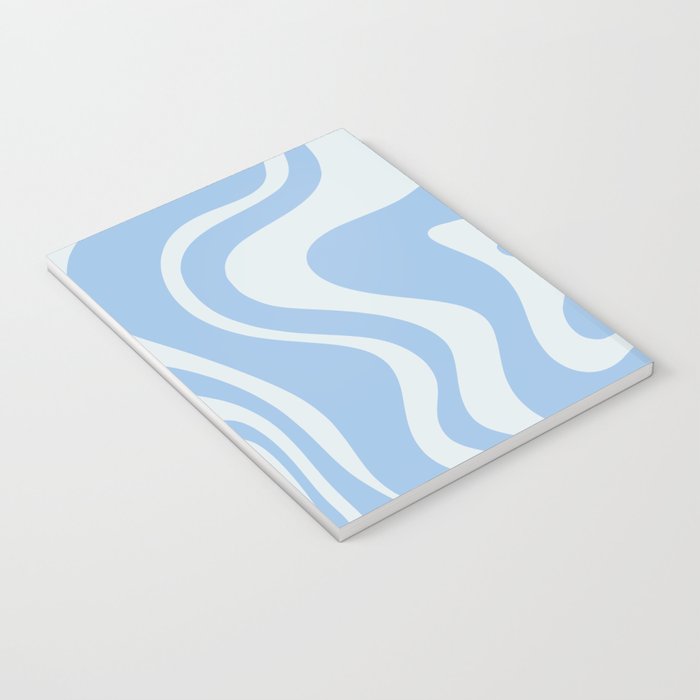 Retro Liquid Swirl Abstract Pattern in Powder Blue Notebook Gallery Image 3