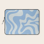 Retro Liquid Swirl Abstract Pattern in Powder Blue Laptop Sleeve Gallery Image 1
