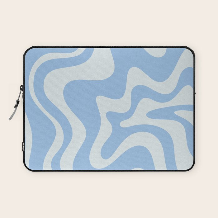 Retro Liquid Swirl Abstract Pattern in Powder Blue Laptop Sleeve Gallery Image 1