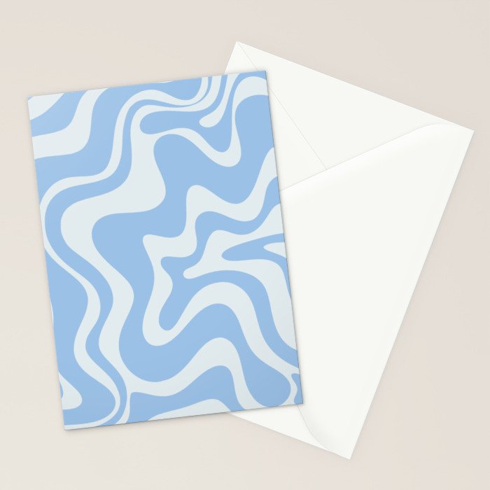 Retro Liquid Swirl Abstract Pattern in Powder Blue Stationery Card Gallery Image 2