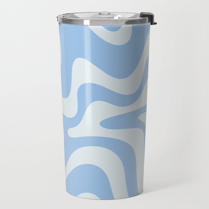 Retro Liquid Swirl Abstract Pattern in Powder Blue Travel Mug Gallery Image 2