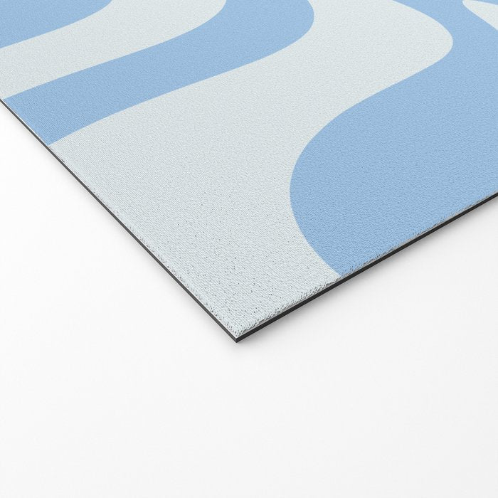 Retro Liquid Swirl Abstract Pattern in Powder Blue Welcome Mat Gallery Image 2