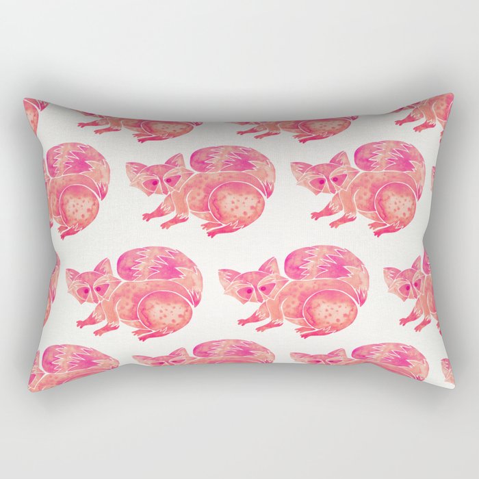 Watercolor Raccoon - Pink Palette Rectangular Pillow Gallery Image 1