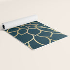 Festive, Floral Prints, Line Art, Dark Teal and Gold Yoga Mat Gallery Image 2