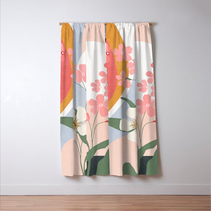 Colorful Flower Design 1 Window Curtain Gallery Image 3