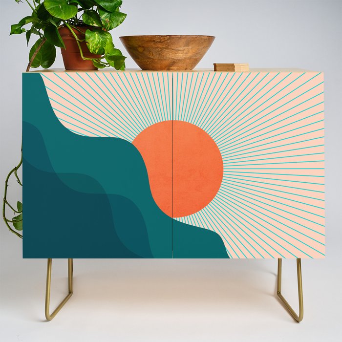 Abstraction_NEW_SUNLIGHT_MOUNTAINS_SHINE_POP_ART_M1209A Credenza Gallery Image 1