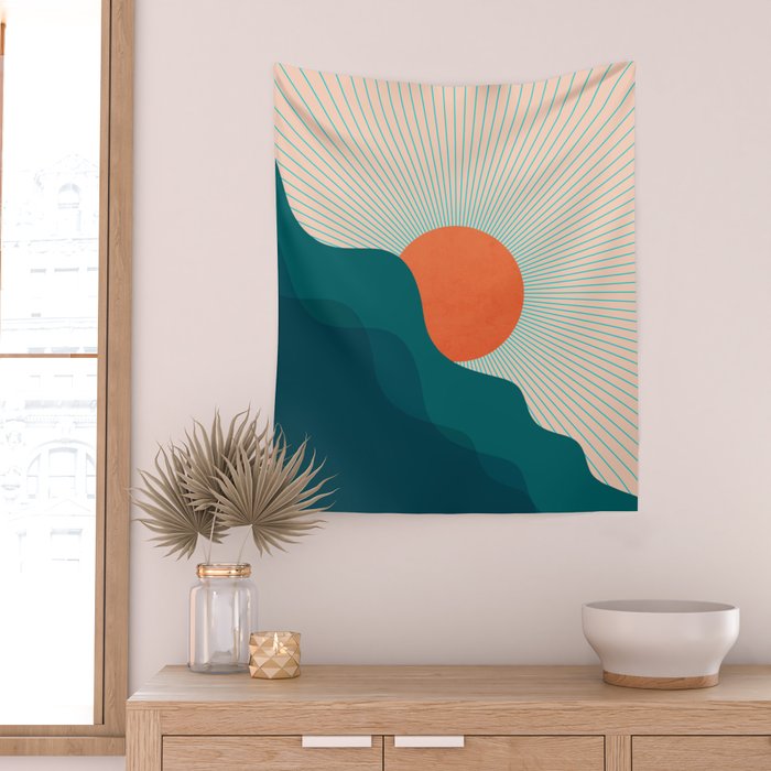 Abstraction_NEW_SUNLIGHT_MOUNTAINS_SHINE_POP_ART_M1209A Wall Tapestry Gallery Image 2