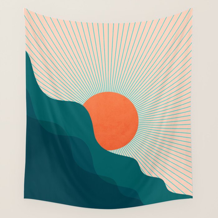 Abstraction_NEW_SUNLIGHT_MOUNTAINS_SHINE_POP_ART_M1209A Wall Tapestry Gallery Image 4