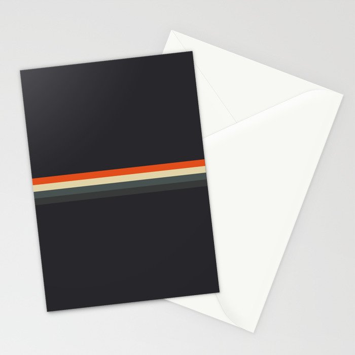 Fujitaka - Classic Dark Retro Stripes Stationery Card Gallery Image 2