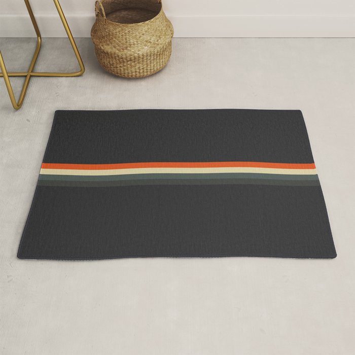 Fujitaka - Classic Dark Retro Stripes Rug Gallery Image 1