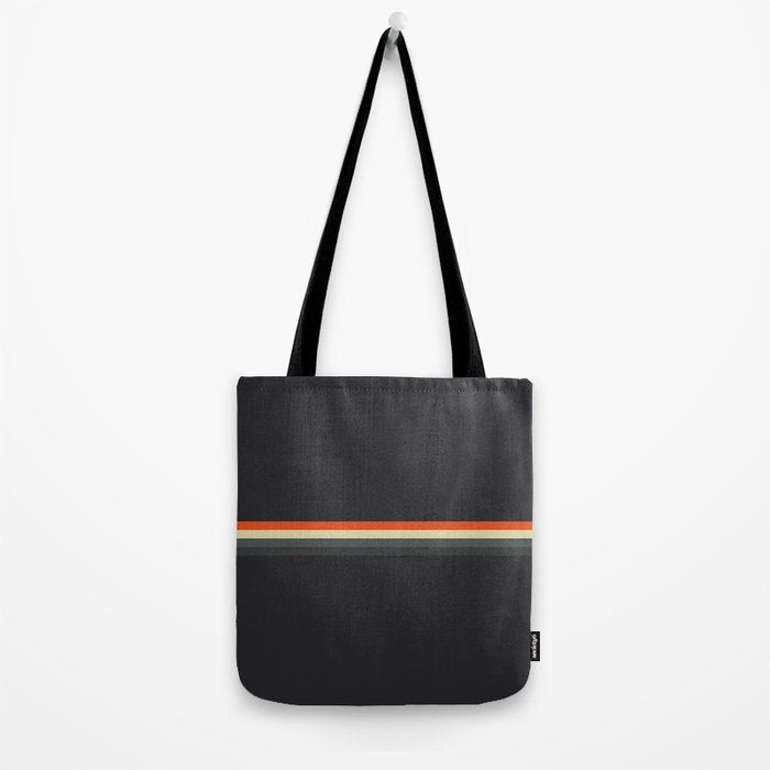 Fujitaka - Classic Dark Retro Stripes Tote Bag Gallery Image 2