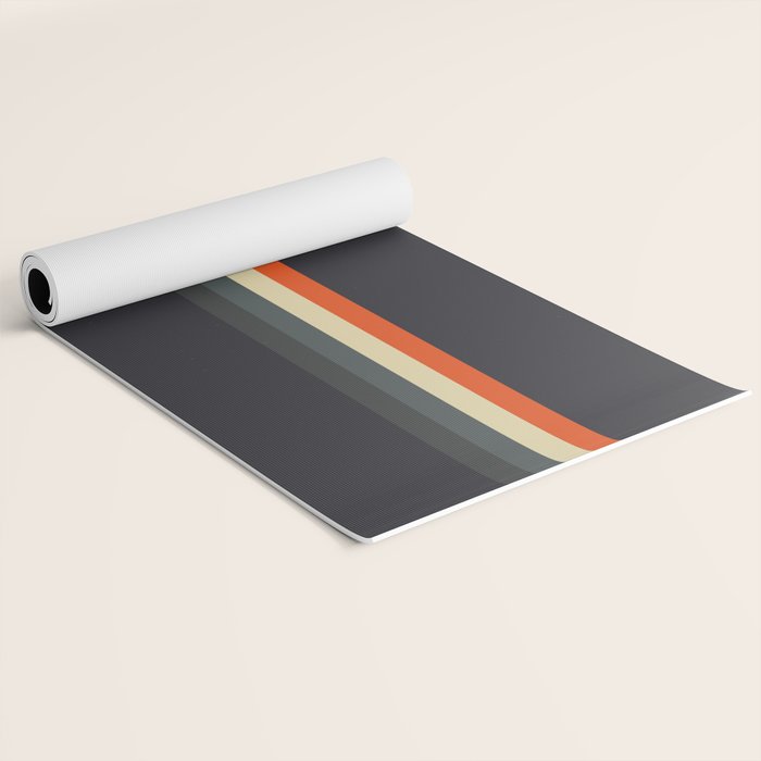 Fujitaka - Classic Dark Retro Stripes Yoga Mat Gallery Image 2