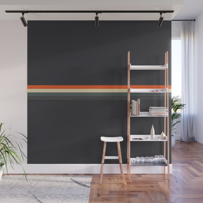 Fujitaka - Classic Dark Retro Stripes Wall Mural Gallery Image 1