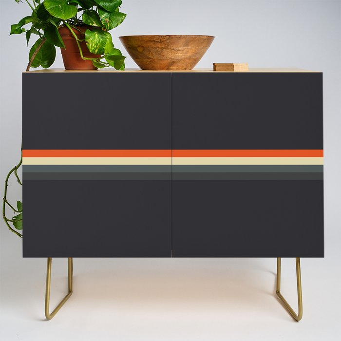 Fujitaka - Classic Dark Retro Stripes Credenza Gallery Image 1