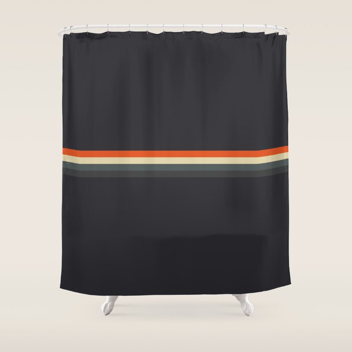 Fujitaka - Classic Dark Retro Stripes Shower Curtain Gallery Image 1