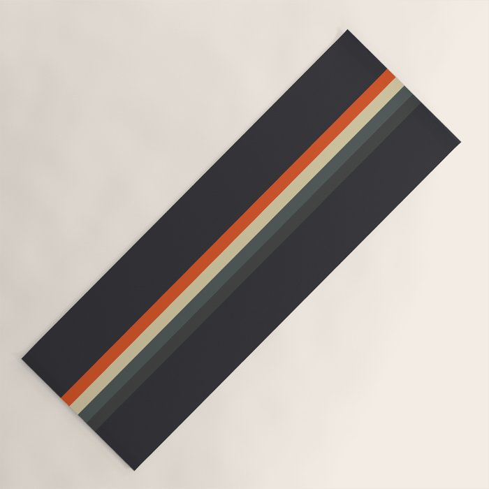 Fujitaka - Classic Dark Retro Stripes Yoga Mat Gallery Image 1