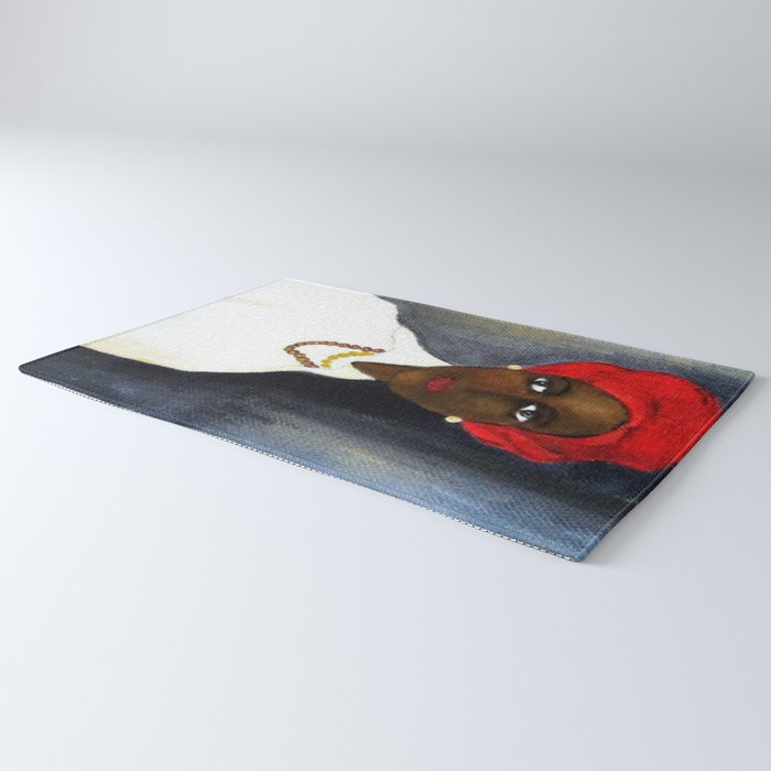 Rare African American Portrait of Aicha Goblet in a Red Hat by Amedeo Modigliani Rug Gallery Image 3