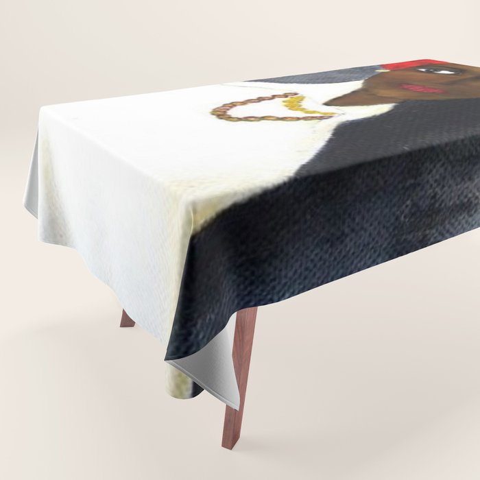 Rare African American Portrait of Aicha Goblet in a Red Hat by Amedeo Modigliani Tablecloth Gallery Image 1