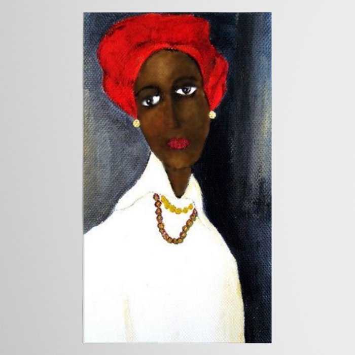 Rare African American Portrait of Aicha Goblet in a Red Hat by Amedeo Modigliani Tablecloth Gallery Image 2