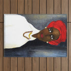 Rare African American Portrait of Aicha Goblet in a Red Hat by Amedeo Modigliani Outdoor Rug Gallery Image 1