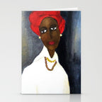 Rare African American Portrait of Aicha Goblet in a Red Hat by Amedeo Modigliani Stationery Card Gallery Image 2