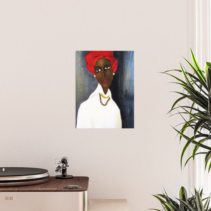 Rare African American Portrait of Aicha Goblet in a Red Hat by Amedeo Modigliani Poster Gallery Image 2