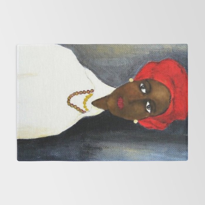 Rare African American Portrait of Aicha Goblet in a Red Hat by Amedeo Modigliani Rug Gallery Image 2