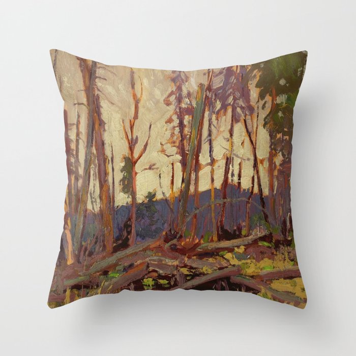Tom Thomson Burnt Country, Evening 1914 Canadian Landscape Artist Throw Pillow Gallery Image 1