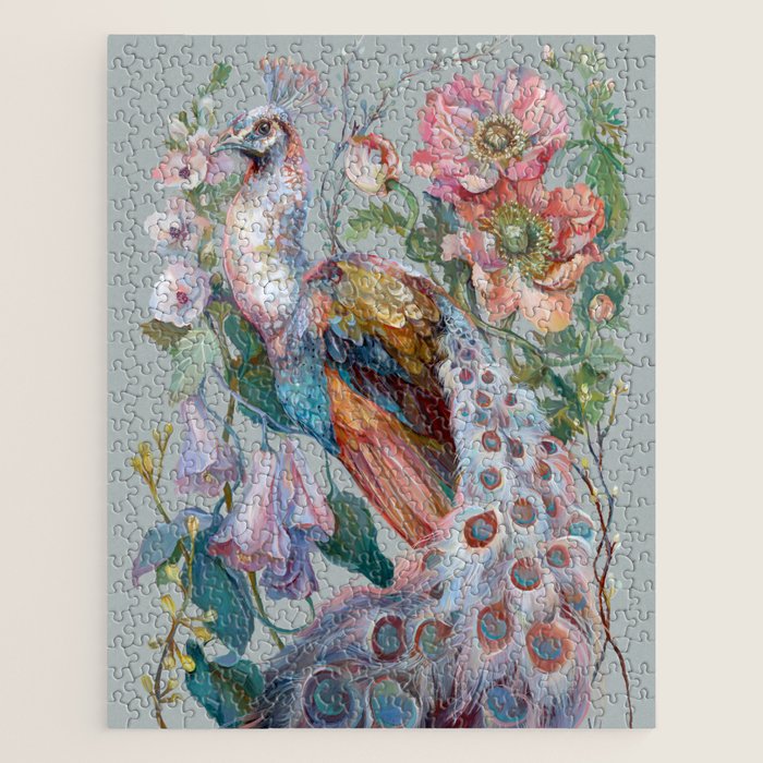 Floral Peacock Garden Jigsaw Puzzle Gallery Image 1
