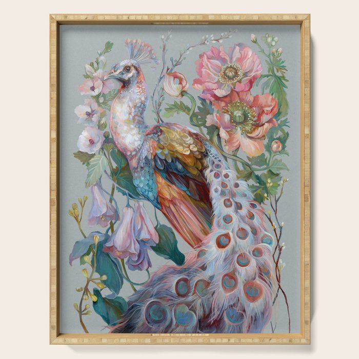 Floral Peacock Garden Serving Tray Gallery Image 1