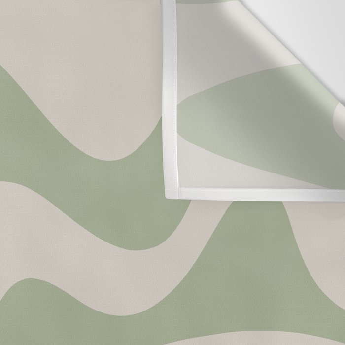 Retro Liquid Swirl Abstract Pattern Square Sage Green and Almond Beige Wall Tapestry Gallery Image 3