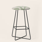Retro Liquid Swirl Abstract Pattern Square Sage Green and Almond Beige Stool Gallery Image 1