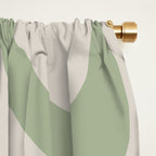 Retro Liquid Swirl Abstract Pattern Square Sage Green and Almond Beige Window Curtain Gallery Image 2
