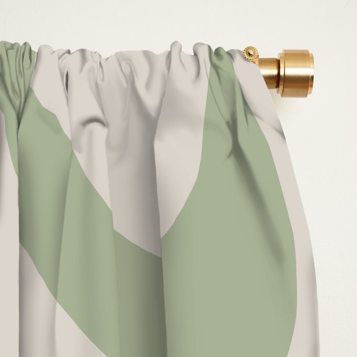 Retro Liquid Swirl Abstract Pattern Square Sage Green and Almond Beige Window Curtain Gallery Image 2